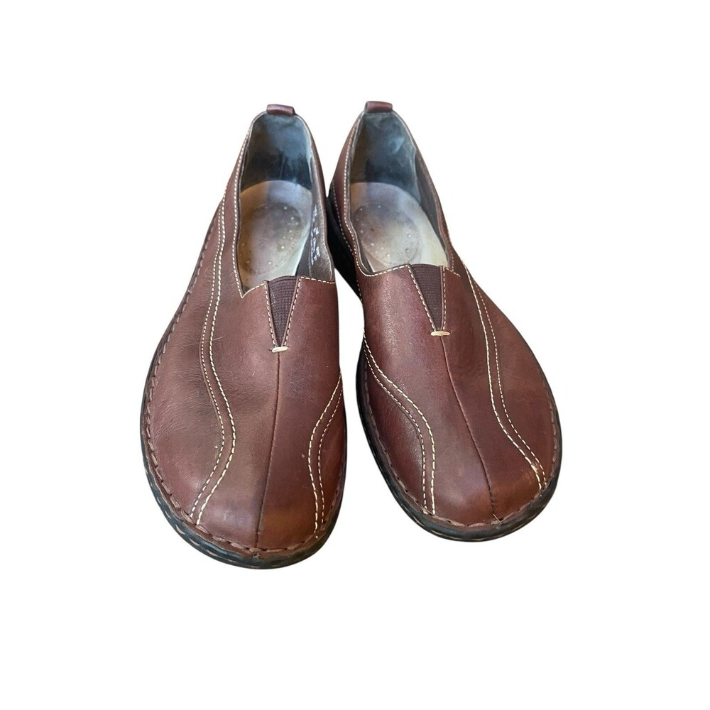 CLARKS Women 70924 BROWN Leather Slip On Walking Loafers Comfort Shoes 8.5 M / 9